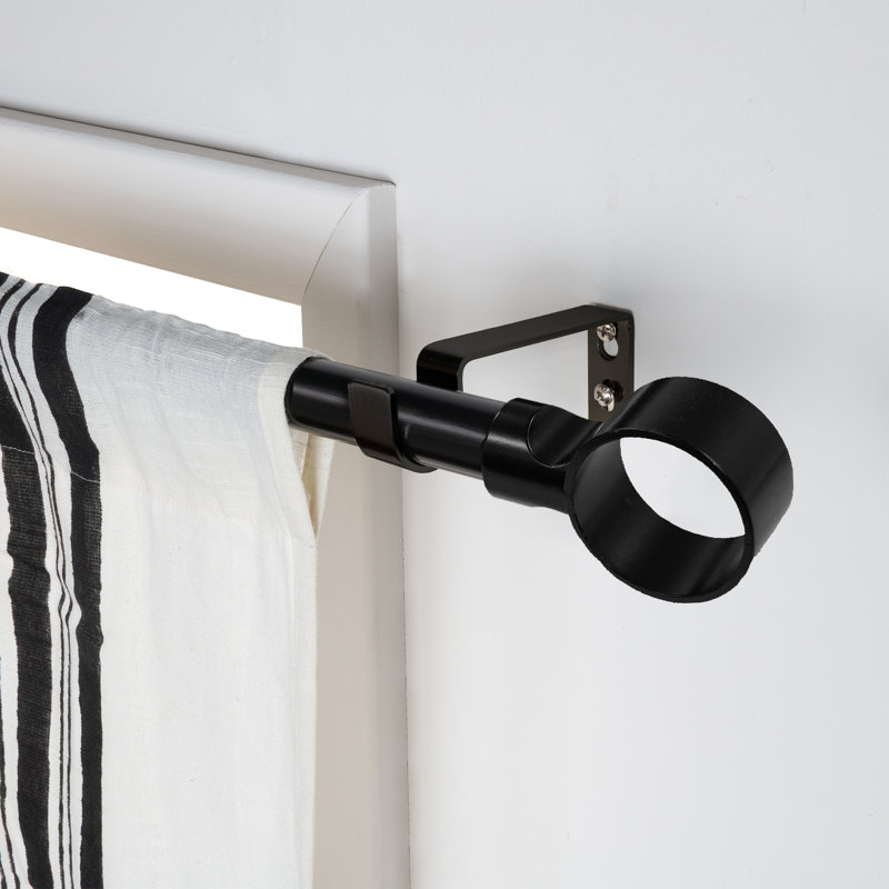 Tringle à rideaux simple ajustable 1 po Salut, Noir, 48" - 84"
