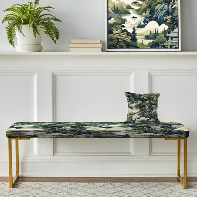 Tea House Retreat - Japanese Upholstered Gold Bench