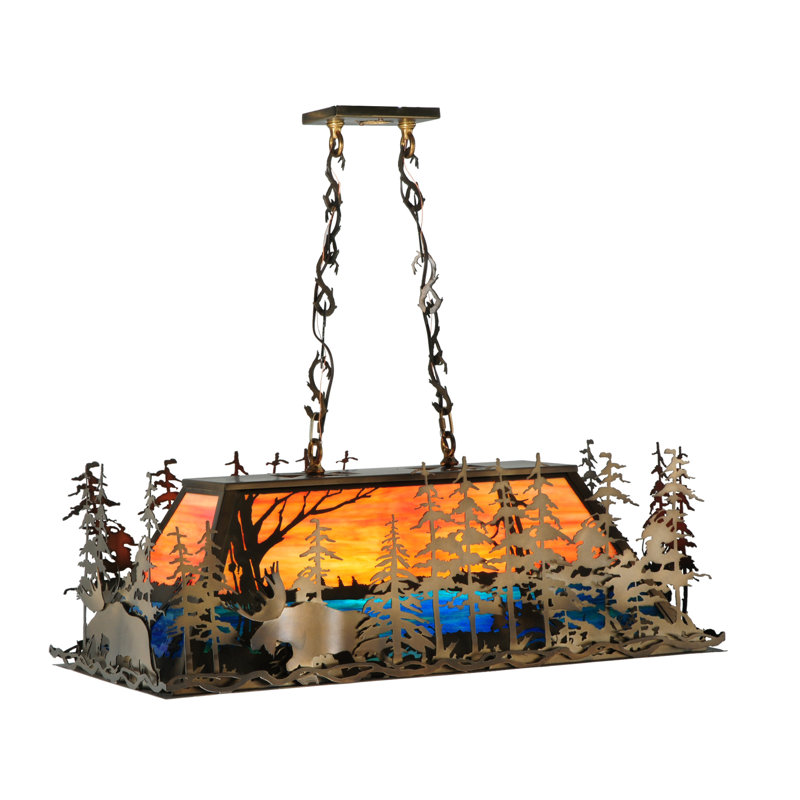 Rustic Lodge 6-Light Glass Moose Pendant