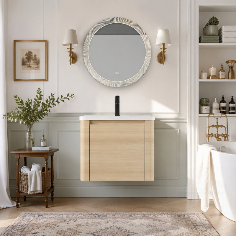 Wall Mounted Single Double Single Vanity Bathroom Vanity With Top, H 20 po x l 24 po x P 18,8 po