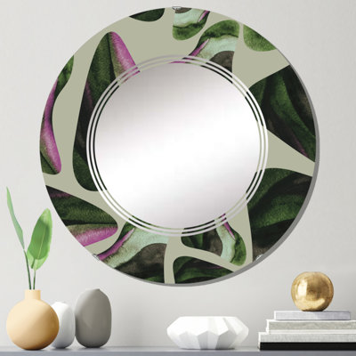 Abstrait éléments vert foncé I - miroir mural moderne
