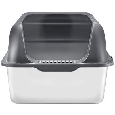 6 In Deep Filtering Foot Board Cat Litter Box, Odor - , Stainless Steel, Xl Pan For Slim Cats High Urine Suitable Board, Steel