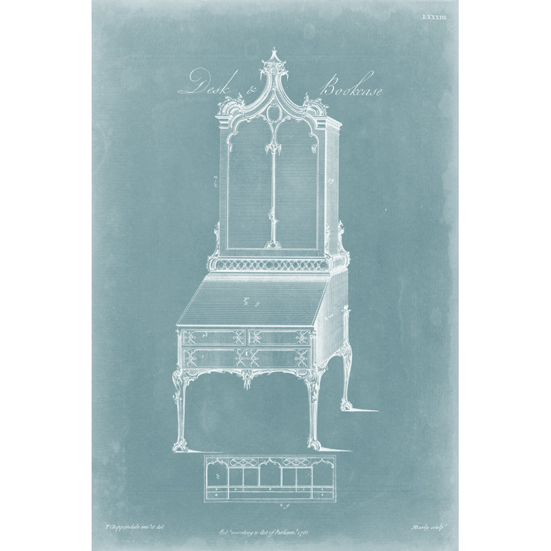 Chippendale Desk & Bookcase II by Thomas Chippendale - Wrapped Canvas Print, 76cm H x 51cm W