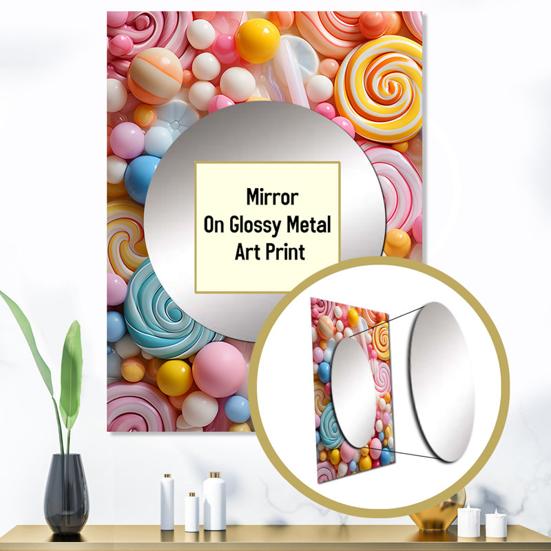 Nakayia Popart Candies Dessert I - grand miroir décoratif, miroir mural décoratif traditionnel, impression d'art en métal