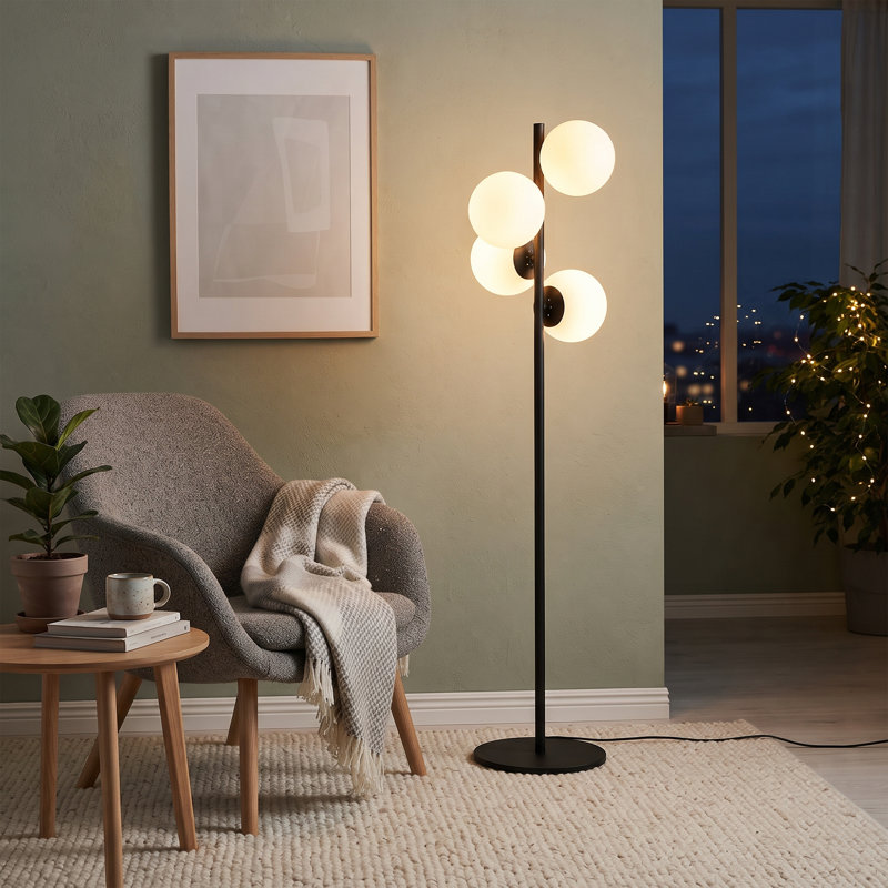 Four-Light Modern Glass Orb Floor Lamp