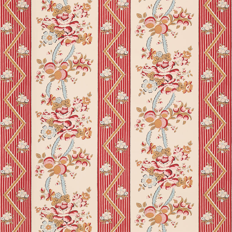 Sylvain Floral Stripe Wallpaper, Rouge