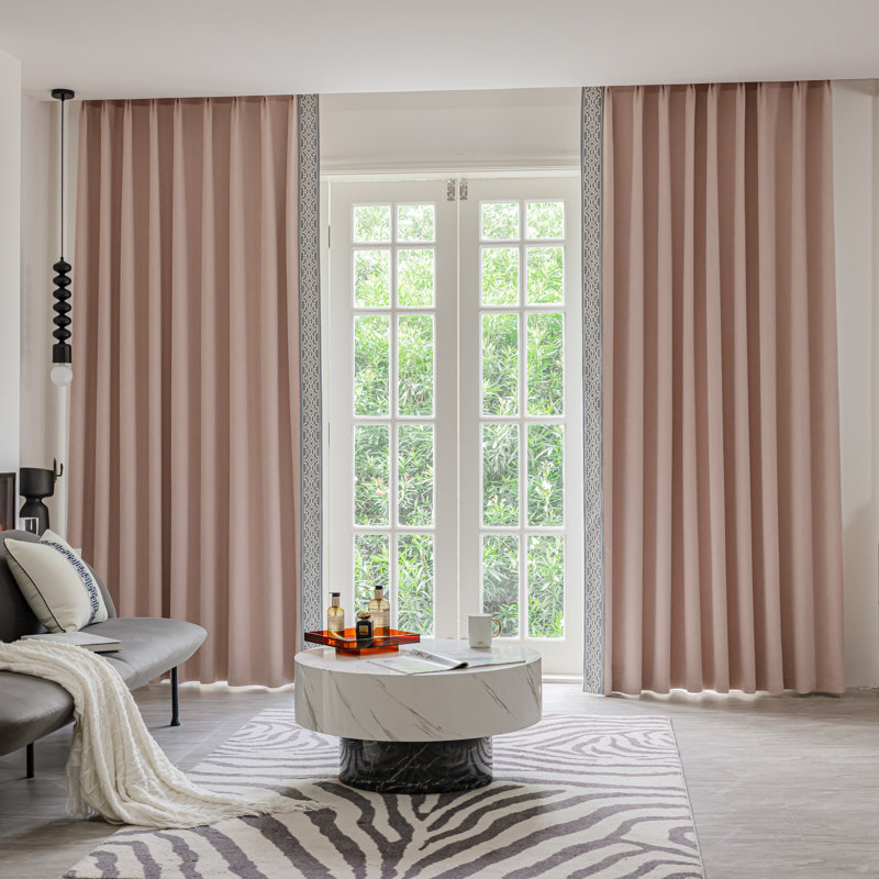 Annabelle Cotton Blend Blackout Curtain Panel Pair, 50" W x 108" L, Pink