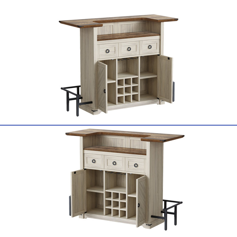 Afschin 55.1'' Home Bar Cabinet With LED Light