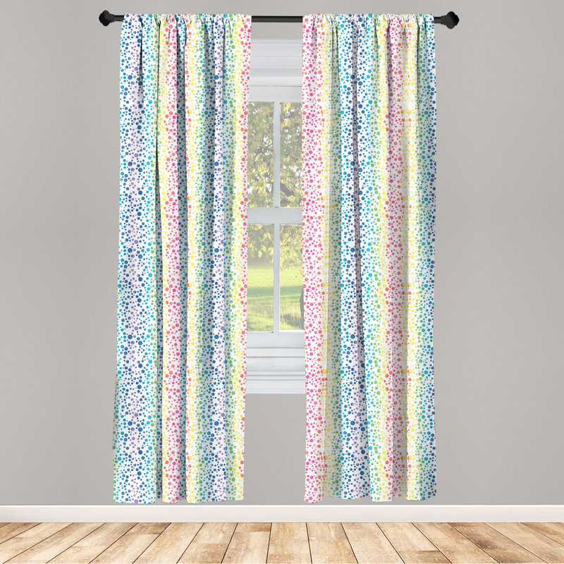 Polka Dots Semi-Sheer Rod Pocket Curtain Panels, 28" x 84"