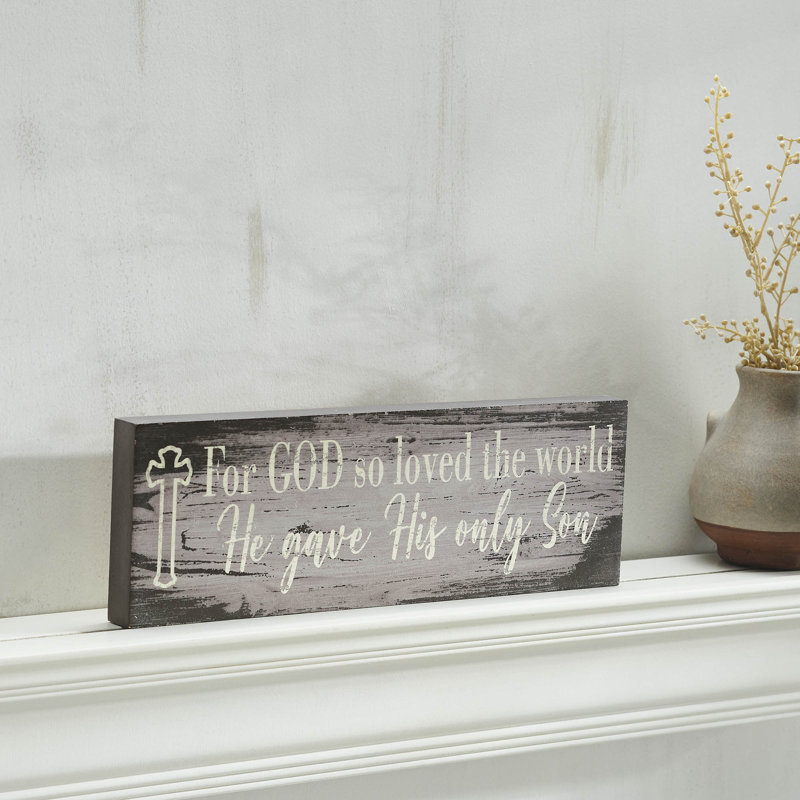 Panneau mural en bois aggloméré gris Celebrate Grace For God So Love The World 5 x 15 x 1