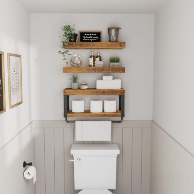 Bathroom Shelves Over Toilet， Floating Shelf For Wall Toilet Paper Storage Farmhouse ， Set Of 3