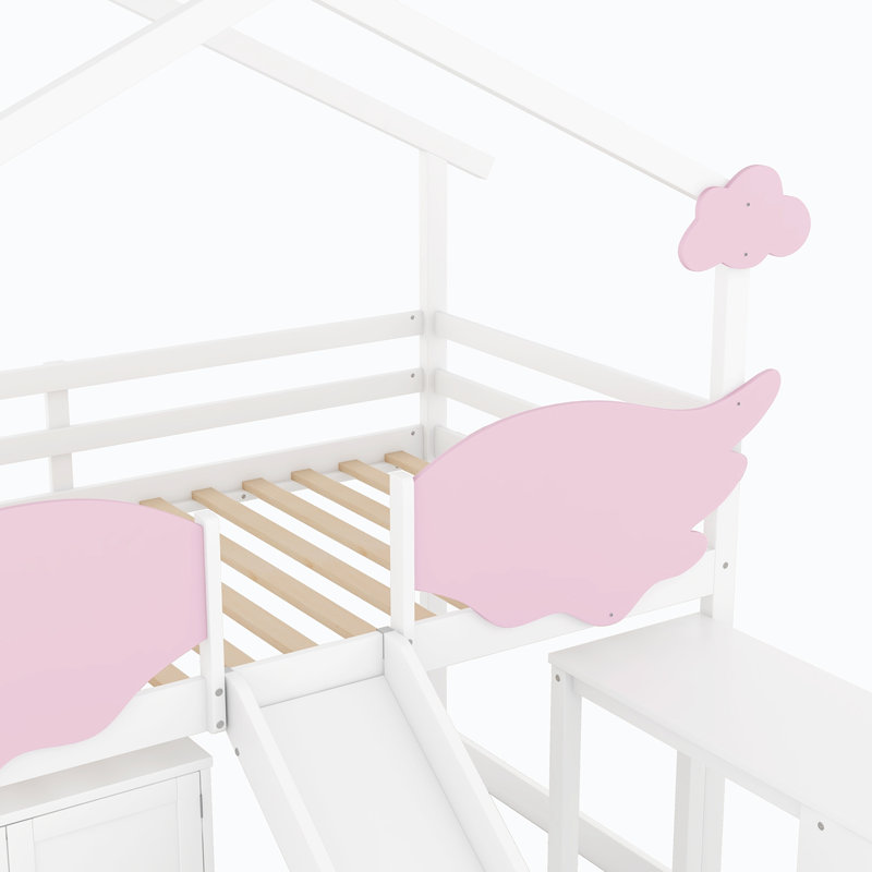 Lit pour enfant Shameka, Rose / blanc