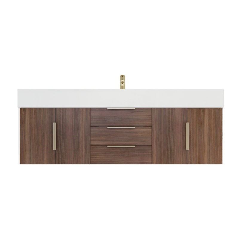 Glasgow 59'' Bathroom Vanity with Acrylic Top, Rose Wood