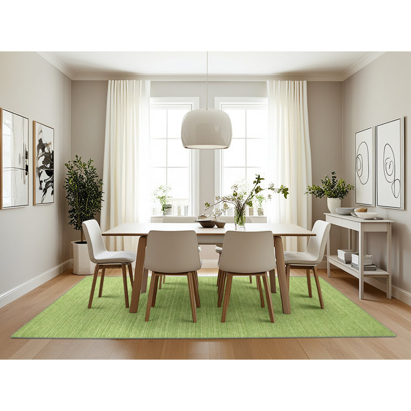 Tapis de zone vert contemporaine, Rectangle 7 pi x 10 pi