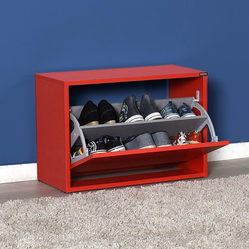 Baneen 8 Pair Shoe Storage Cabinet, Red