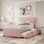Lit plateforme tapissier en velours avec lit gigogne simple-1652140444-1652140446
