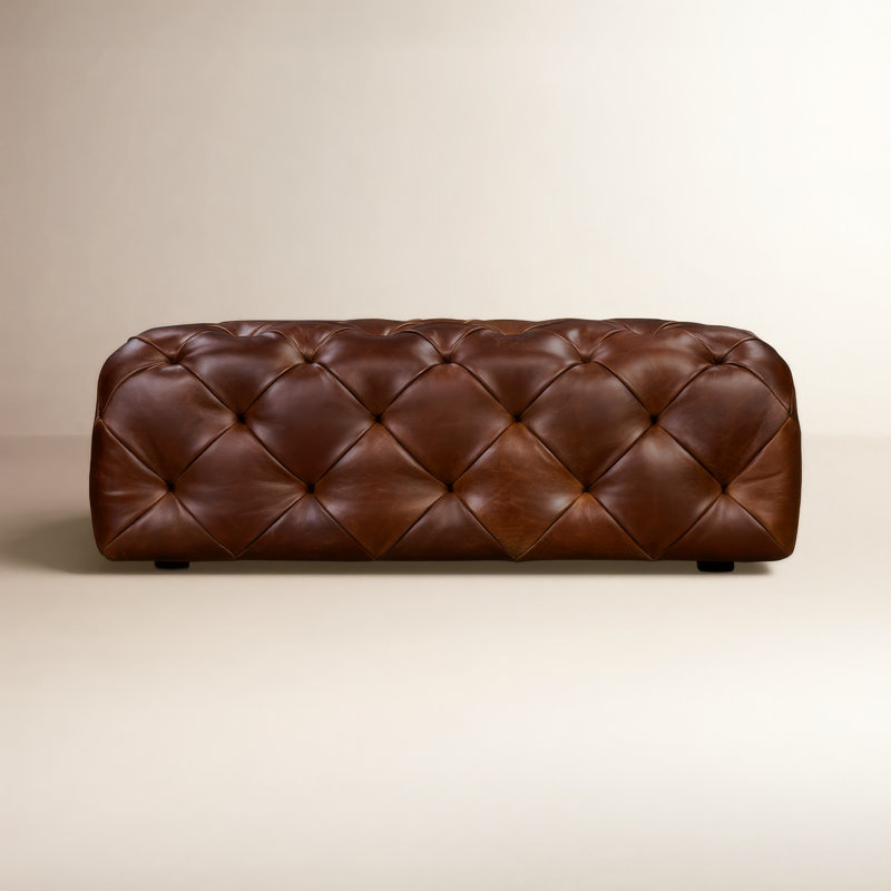 Turin 40.5" Full-Grain Genuine Italian Leather Ottoman, Oscuro Brown