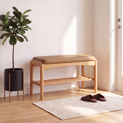 Solid Beech Upholstered Shoe Bench