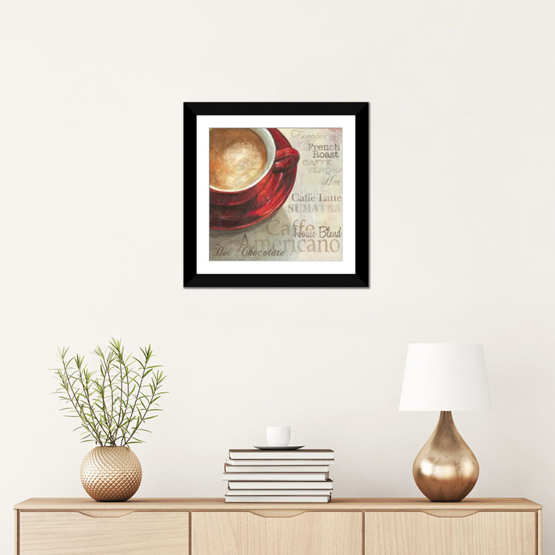 «Latte», impression sur toile, H 16 po x l 16 po x P 1 po, Papier beaux-arts encadré noir, Blanc
