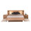 Ensemble de chambre à coucher en bois massif 4 pièces avec tête de lit à DEL, 2 tables de chevet et commode Bluford