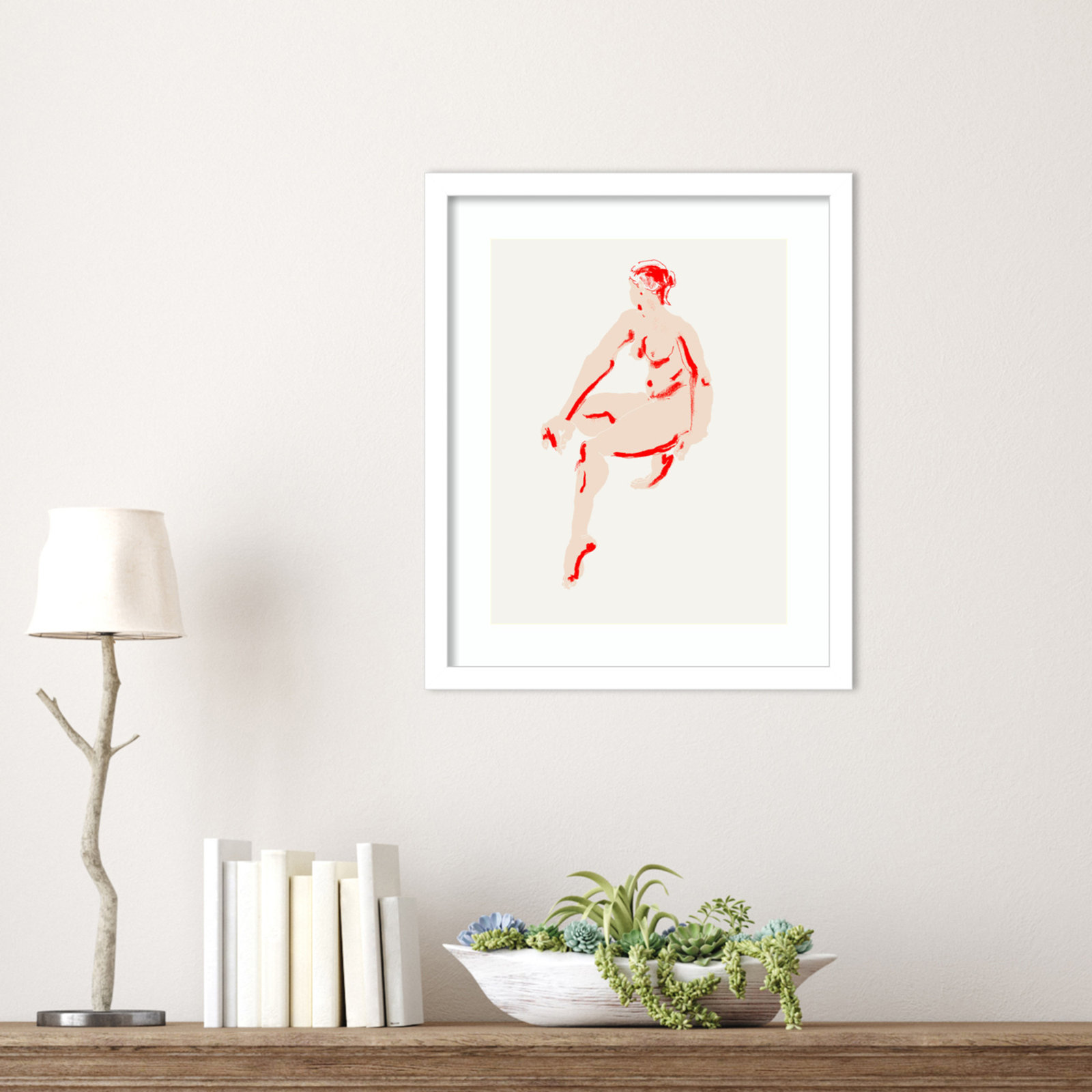 Naked Woman by Francesco Gulina Wood Framed Wall Art Print, White, 17" H x 14" W