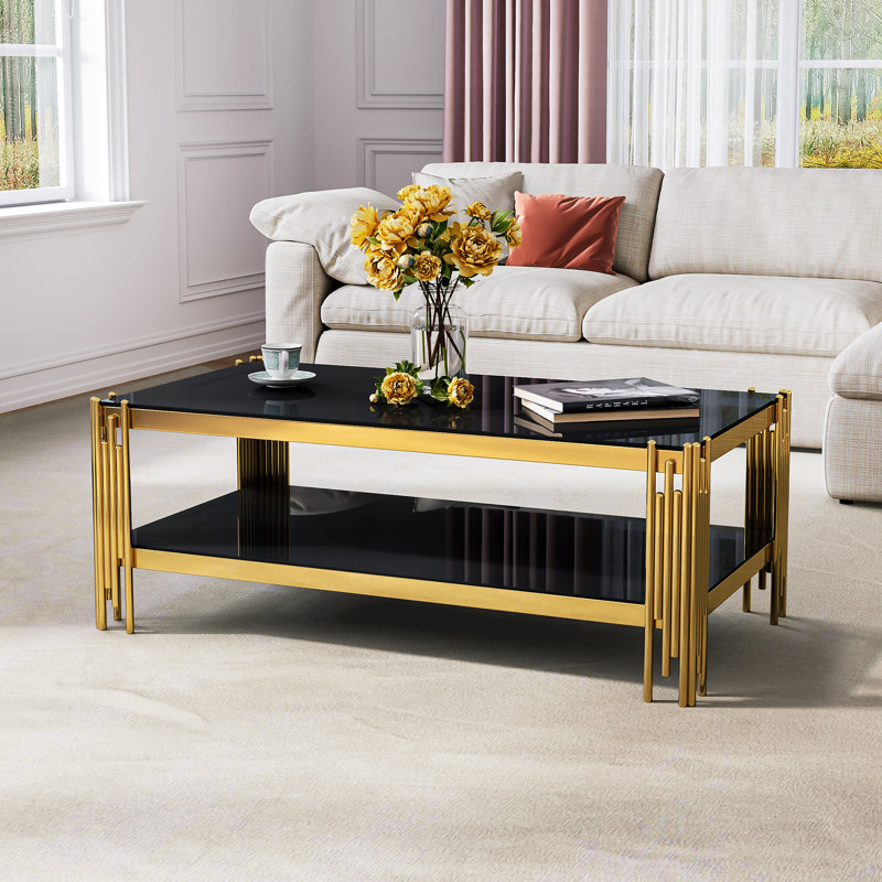 Glass Top Coffee Table, Gold