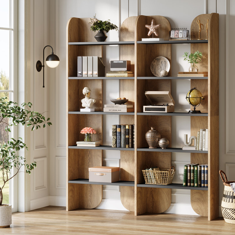 70.87-Inch Tall Bookcase with Open Shelves, Brown, 2