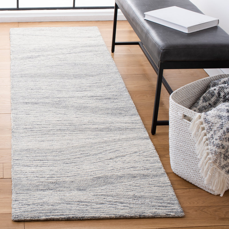 Tapis ivoire en laine touffeté à la main Wimmer, Tapis de couloir 2 pi 3 po x 8 pi