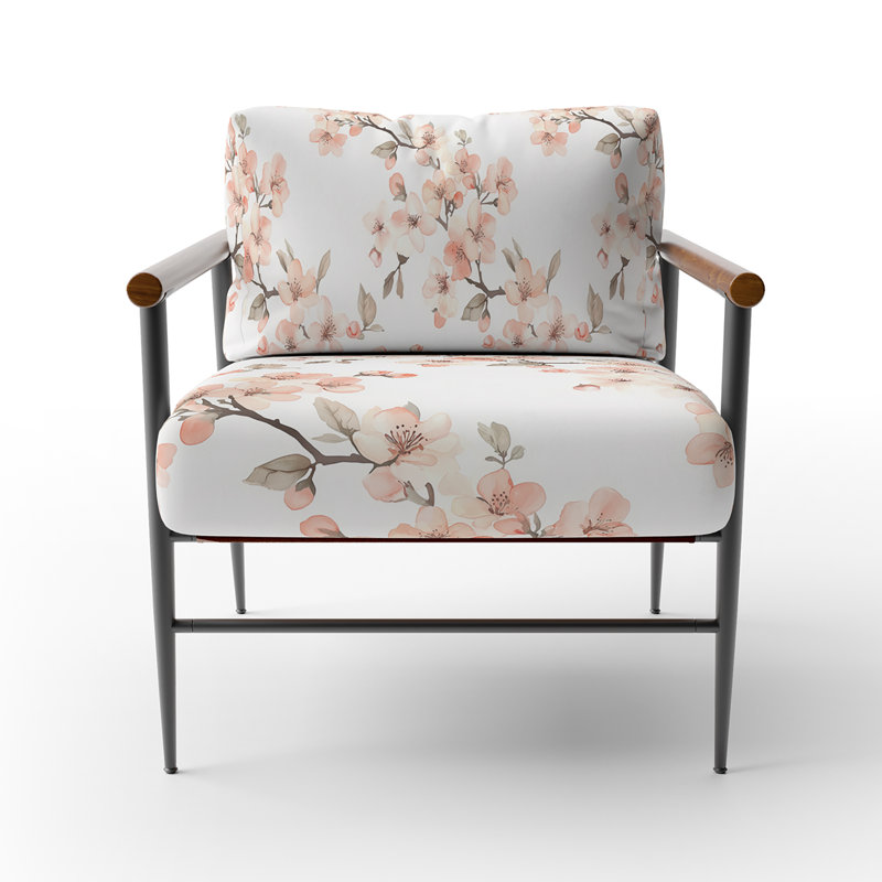 Chaise d'appoint floral Floral, Bras ronds bruns