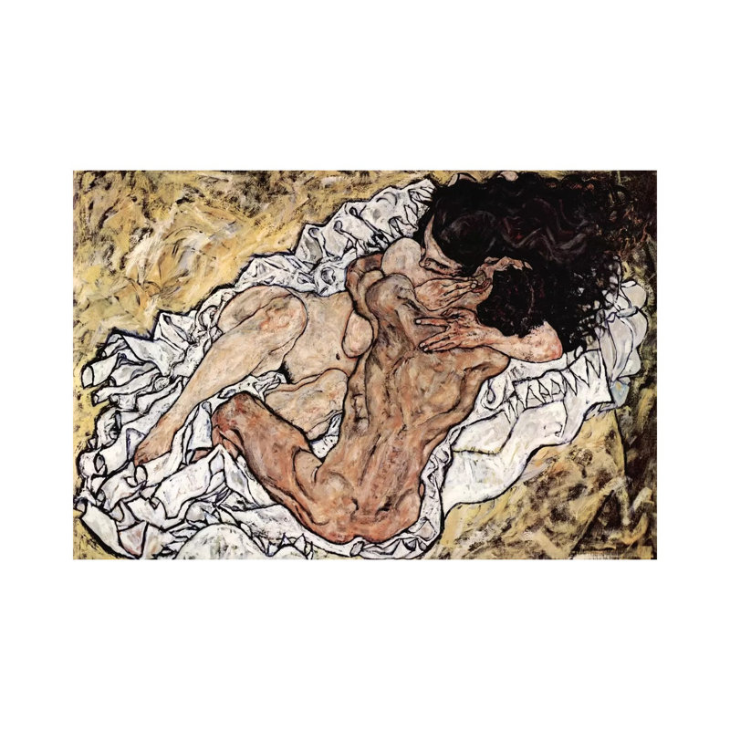 The Embrace (The Loving) by Egon Schiele - Wrapped Canvas Painting, 101.6 cm H x 66.04 cm W x 3.175 cm D