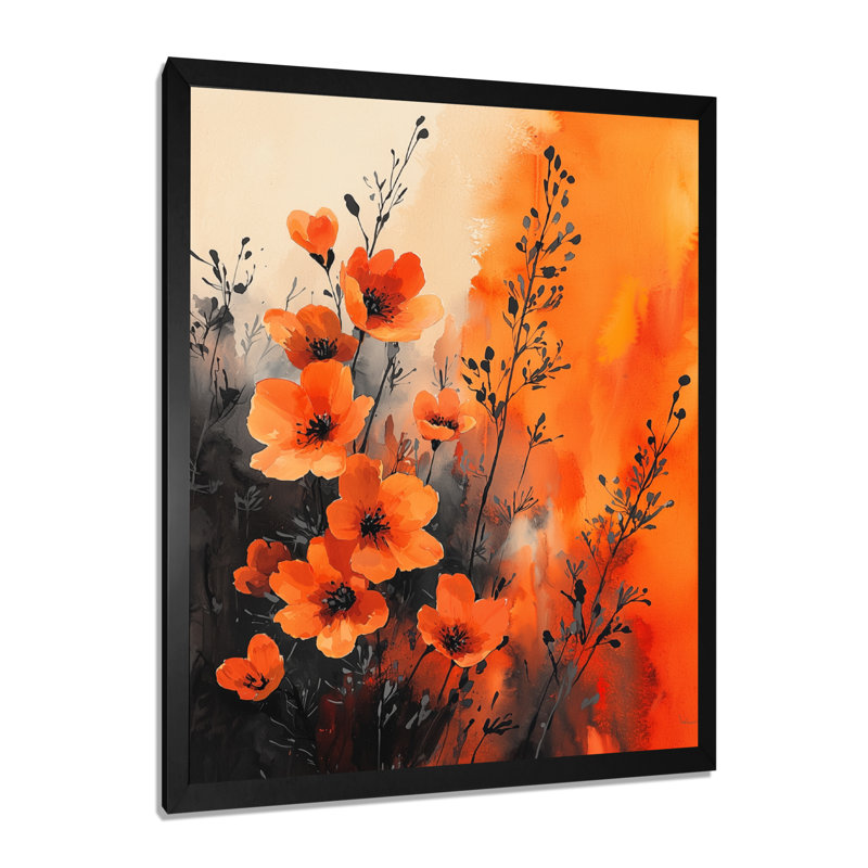 Murrin - décoration murale florale, H 44 po x l 34 po, Reproduction encadrée d'une seule photo, Noir