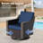 4-Piece Patio PE Wicker Conversation Set with Metal Coffee Table, Sofa, Swivel Chairs & Blue Cushions-1582407836