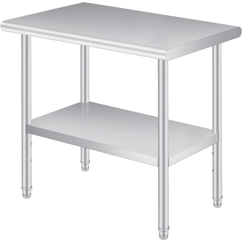 24x60 INCH Stainless Steel Work Table, Heavy Duty Prep Station with Backsplash and Casters, 35" H x 60" L x 24" W
