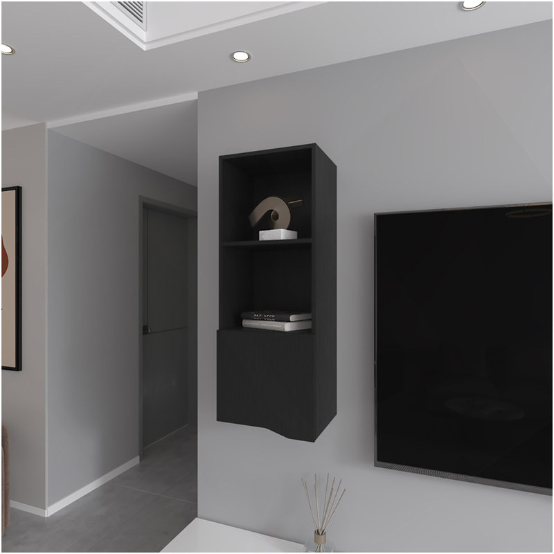 Armoire murale Hopewell, salon, noir, Noir