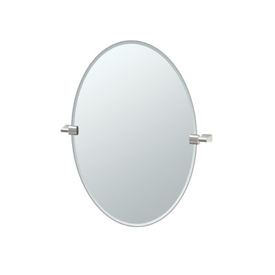 Miroir de salle de bain mural biseauté sans cadre Bleu | Miroir ovale pivotant