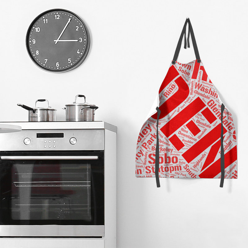 Word Art Bib Apron, Dallas, Red