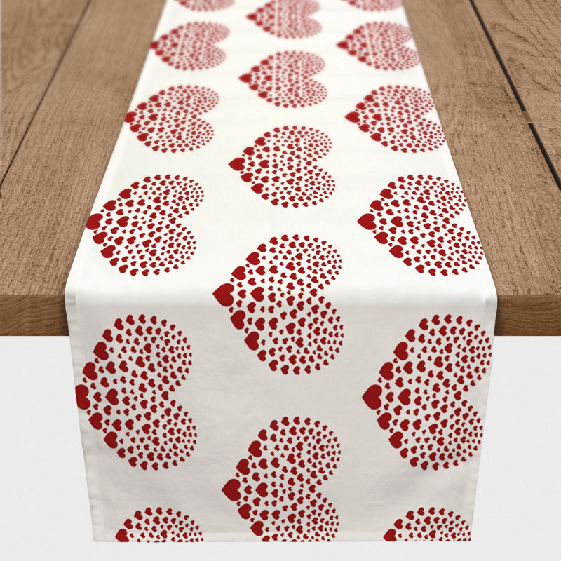 Ferrier Heart Table Runner, 72" L x 16" W, Red