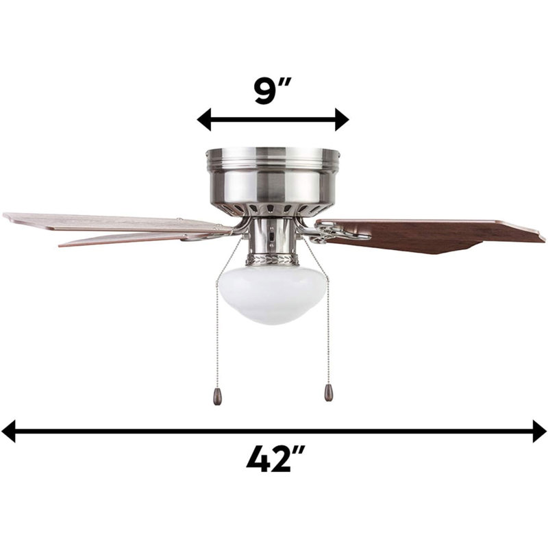  Indoor Ceiling Fan with Quiet, Reversible Motor, 42", Brushed Nickel