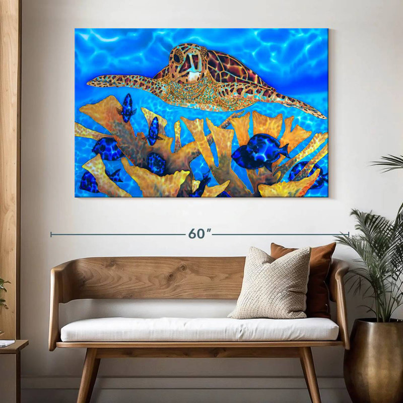 Brampt Blue Tang And Hawksbill, 34" H x 51" W