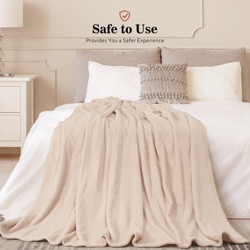 Couverture chauffante en flanelle SEALY, Beige, Très grand