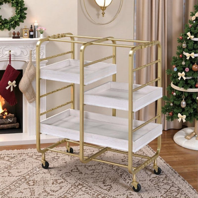 Heavy-Duty Serving Cart With 3 Adjustable Trays For Entertaining