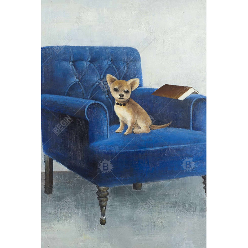 Chihuahua on a blue armchair Bath Mat with Non-Slip Backing - Quick Dry Memory Foam Bathroom Rug - Absorbent - Modern Plush Spa-Style - Machine Washable