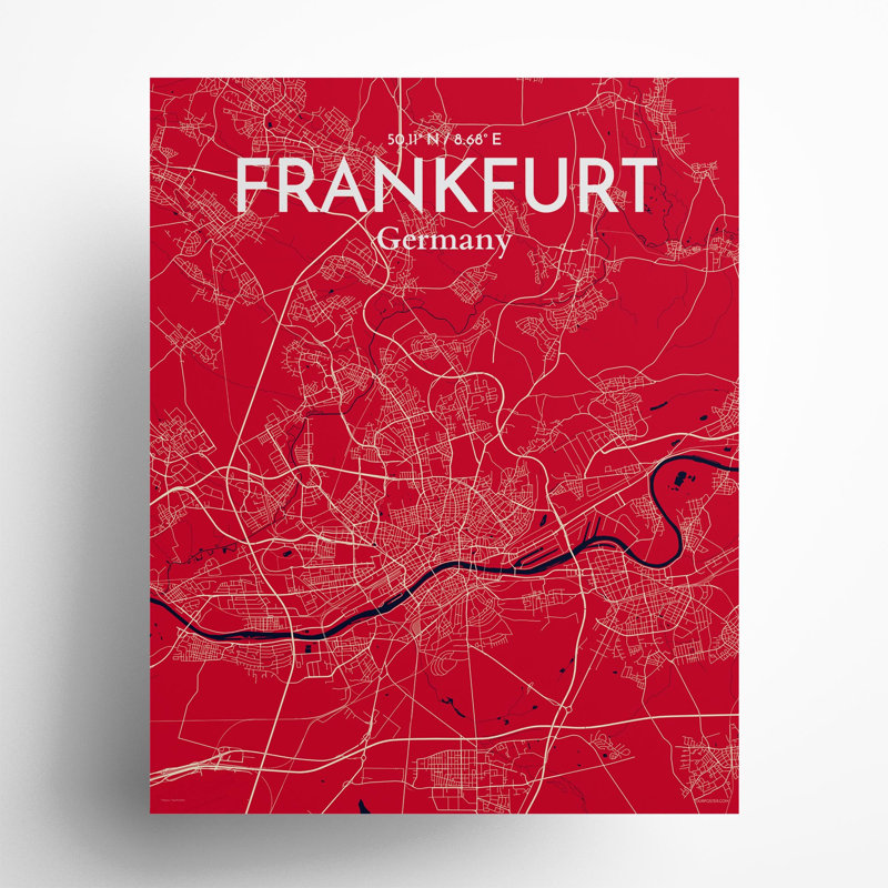 Frankfurt City Map In Nautical - No Frame Print, 20cm H x 16cm W x 0.05cm D