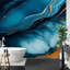 Papier peint luxueux effet marbre bleu et doré Luxury-1758836093