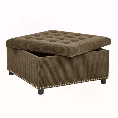 Storage Ottoman, Tufted Footstool, Nailhead Trim Ottoman, Square Storage Ottoman, Upholstered Coffee Table, Bedroom Storage, Living Room Accent, Dark