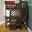 Lit mezzanine double classique haut + bureau enveloppant + escalier, noyer-1751416410