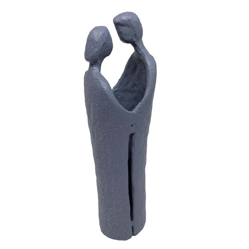 Faith COUPLE CONTEMPORARY STYLE Iron Figurine 16cm, Grey Shimmer