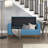Mid-Century Modern Lift Top Storage Bench 1Pc Tufted Blue Upholstered Solid Wood Walnut Finish Wooden Furniture-6964672