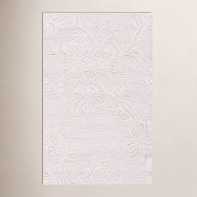 Light Pink Hand-Tufted Floral Wool Rug