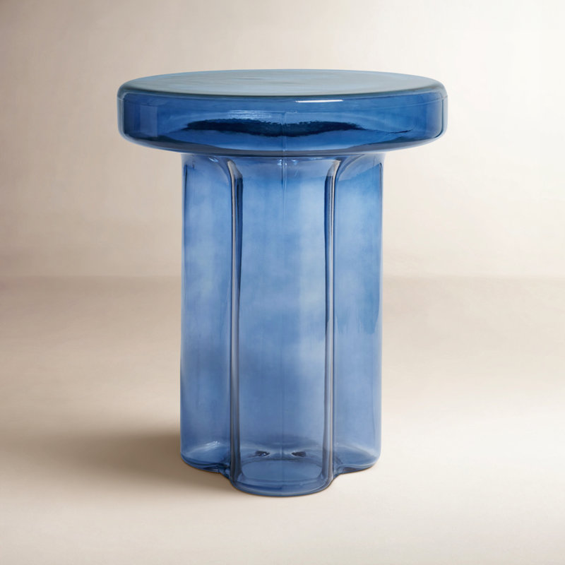 Glass Top End Table, Blue